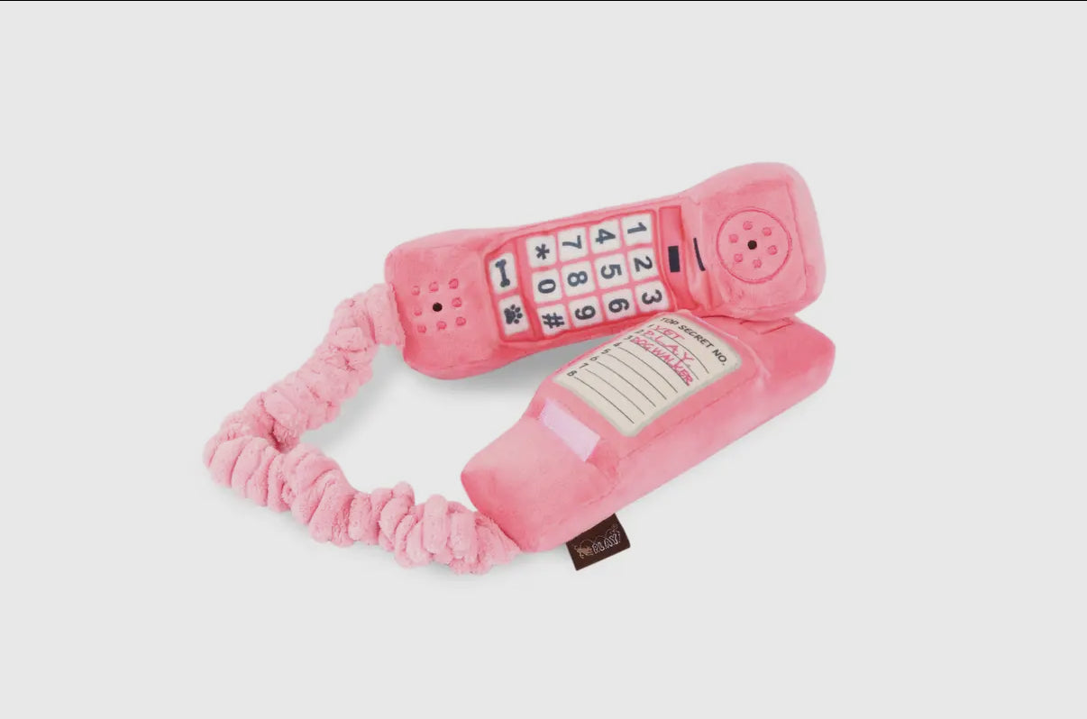Hello? Pink Plush Crinkle Dog Toy