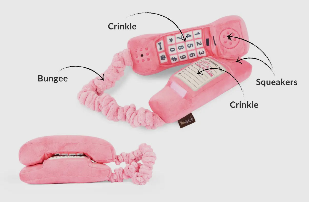 Hello? Pink Plush Crinkle Dog Toy